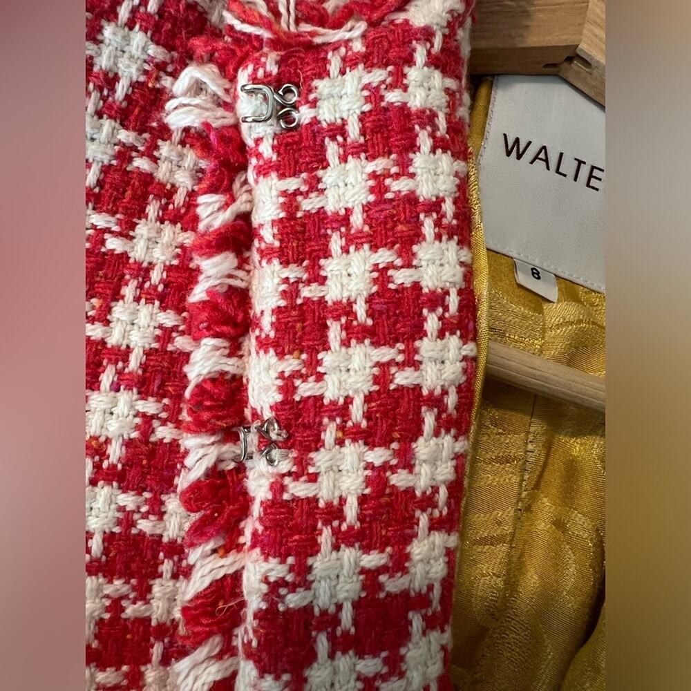 Walter Tweed Silk Blend Blazer Womenβs Red White Size 8 - Picture 4 of 6